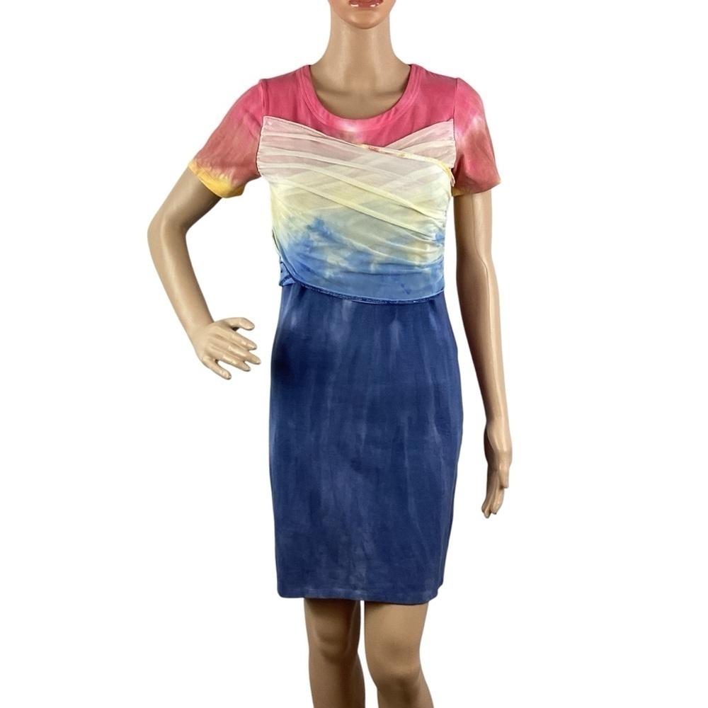 Chaser Tie-Dye Mini Dress Size S Multicolor Short Sleeve